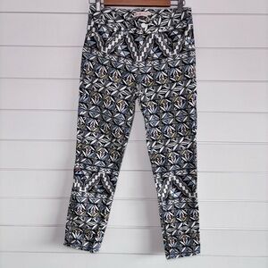 Tory Burch Geometric Acoma Print Slim Fit Cropped Jeans Pants Size 26